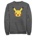 thumbnail image 1 of Men's Pokemon Pikachu Wink Face Sweatshirt Charcoal Heather X Large, 1 of 4