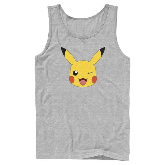 Men's Pokemon Pikachu Wink Face Tank Top Athletic Heather Medium
