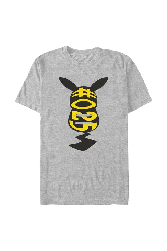 Men's Pokemon Pokedex 025 Pikachu Silhouette  Graphic T-Shirt