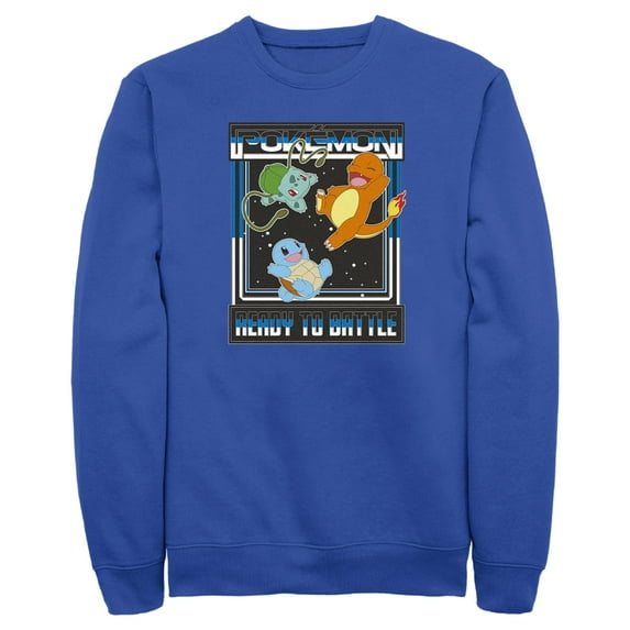 Men's Pokemon Ready To Battle Trio Sweatshirt Royal Blue Large