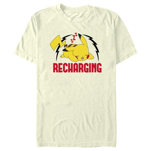 Men's Pokemon Recharging Pikachu Graphic Tee Beige 2X Large