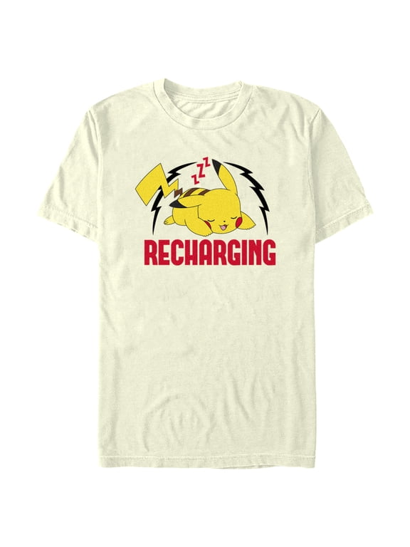 Men's Pokemon Recharging Pikachu Graphic Tee Beige Large