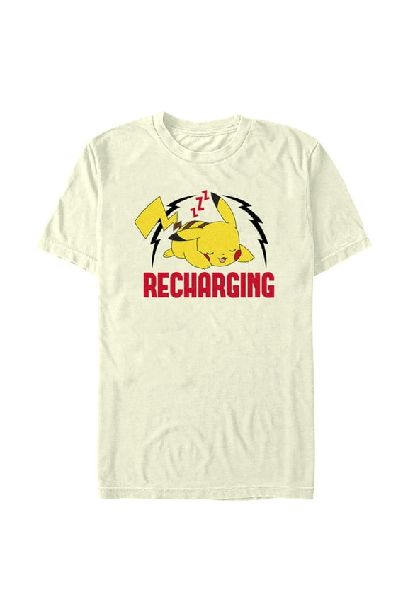 Men's Pokemon Recharging Pikachu Graphic Tee Beige X Large