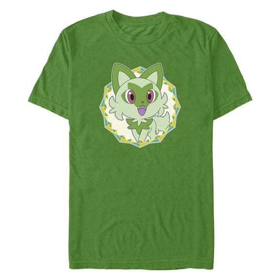 Men's Pokemon Sprigatito Circle Graphic Tee Kelly Green Medium