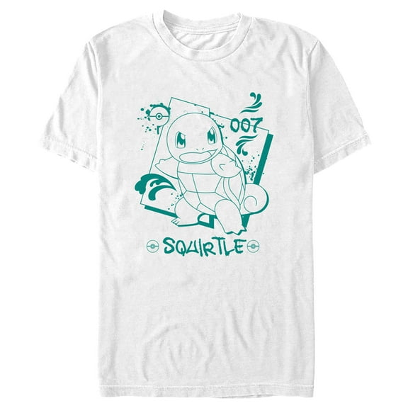 Men's Pokemon Squirtle Graffiti Outline  Graphic Tee White X Large