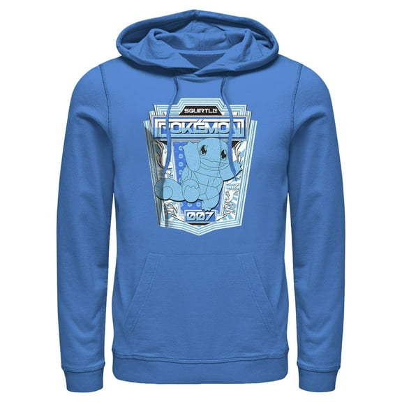 Men's Pokemon Squirtle Metallic Badge Pull Over Hoodie Royal Blue Small