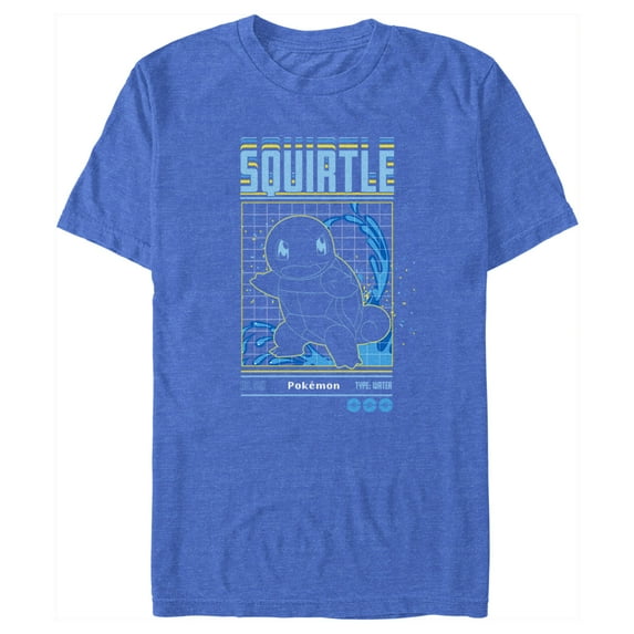 Men's Pokemon Squirtle Retro Grid Graphic Tee Royal Blue Heather Large