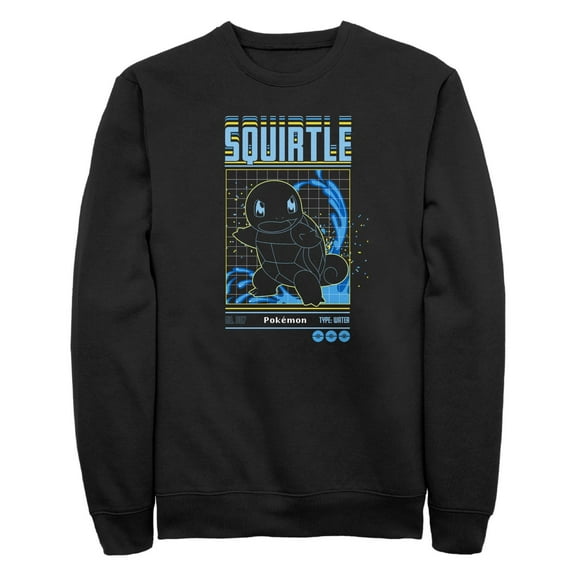 Men's Pokemon Squirtle Retro Grid Sweatshirt Black Medium