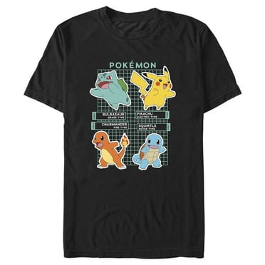 Men's Pokemon Starters Grid Pokedex  Graphic Tee Black 2X Large