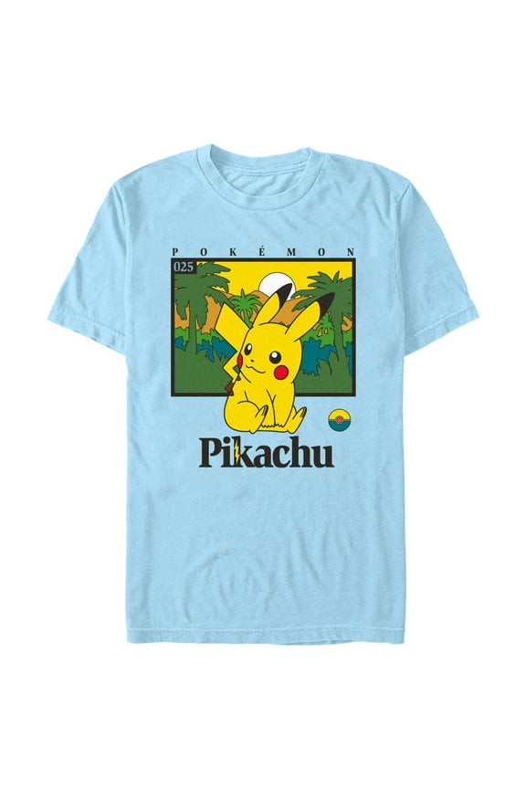Men's Pokemon Tropical Pikachu Graphic Tee Light Blue 2X Large