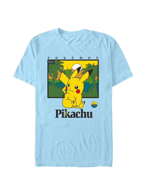 Men's Pokemon Tropical Pikachu Graphic Tee Light Blue 3X Large