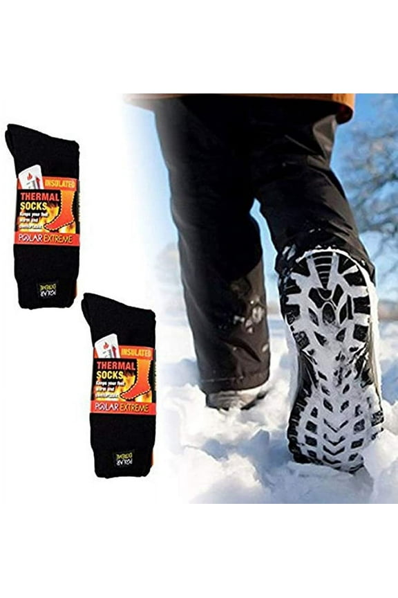 Men's Polar Extreme Super Warm Extra Heavy Thermal Acrylic Winter Socks (Black & Black)