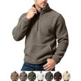 thumbnail image 1 of Pullover Tops for Men Quarter Zip Fleece Mock Neck Long Sleeve Loose Fit Front Pocket Casual Fall Winter Outfits, 1 of 9