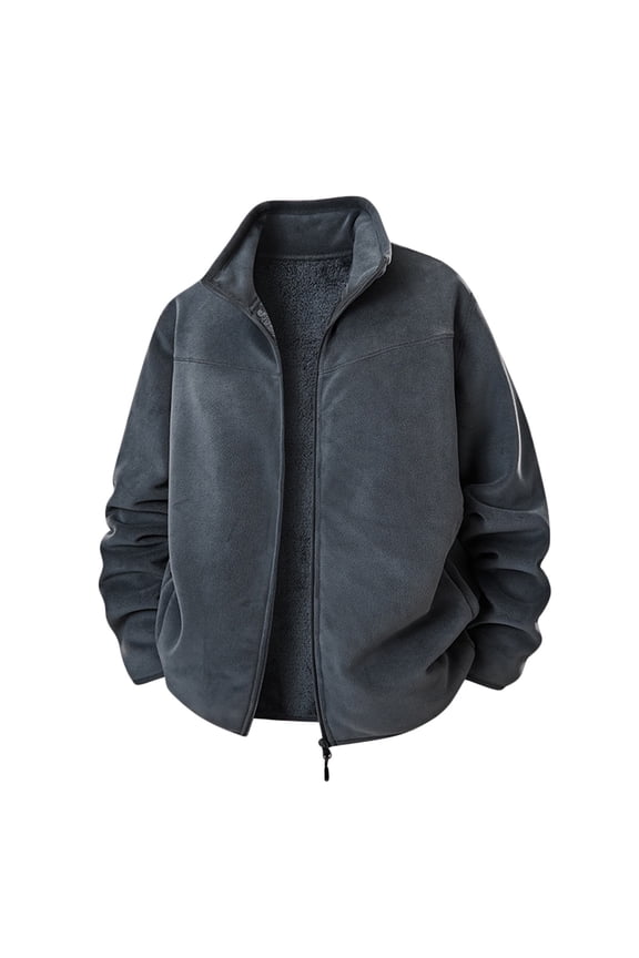 Men's Polar Fleece Jacket Casual Full Zip Sherpa Coat Soft Athletic Hiking Outdoor Warm Outwear with Pockets