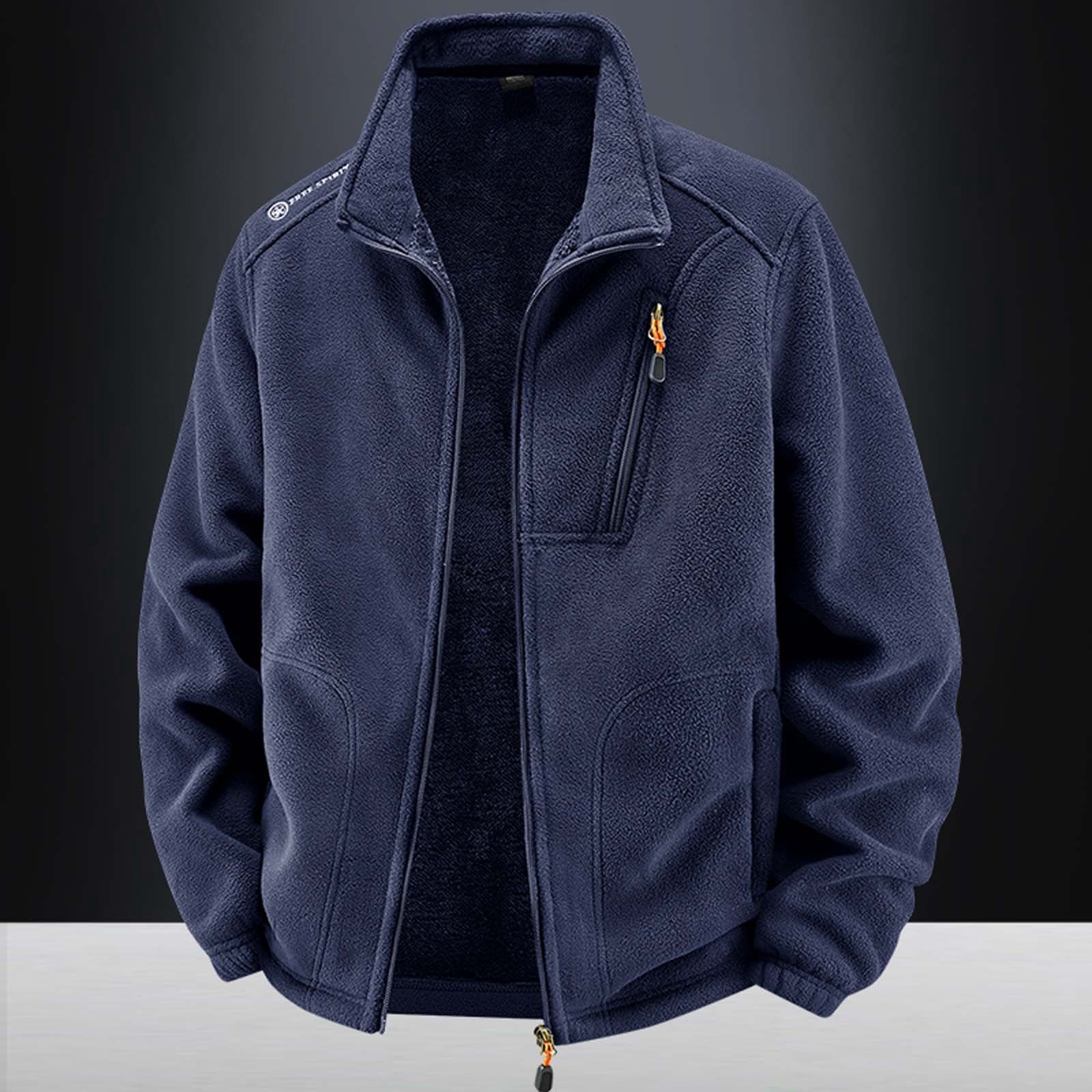 Men's Polar Lined Jacket Warm Full Zip Up Thick Jacket Soft