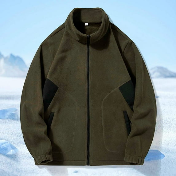 Men's Polar Lined Jacket Warm Full Zip Up Thick Jacket Soft Outwear Winter Coat with Zipper Pocket,For men in autumn and winter, there are warm, thickened jackets, warm jackets