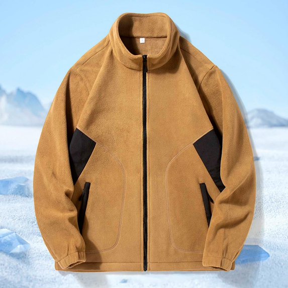 Men's Polar Lined Jacket Warm Full Zip Up Thick Jacket Soft Outwear Winter Coat with Zipper Pocket,For men in autumn and winter, there are warm, thickened jackets, warm jackets