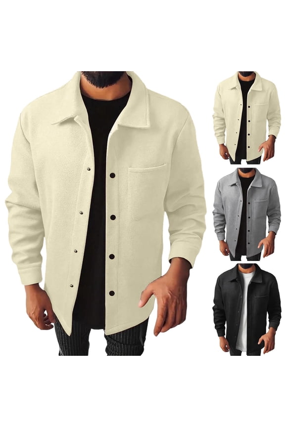 Men's Polar Fleece Shirt Jacket Long Sleeve Casual Button Down Shirts Shacket with Pockets Gray XL(XL)