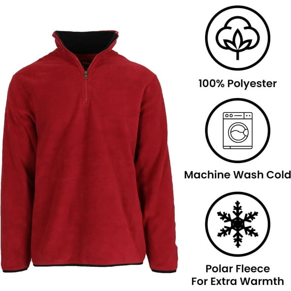 Men’s Polar Fleece Thermal Quarter Zip Pullover in 6 Colors