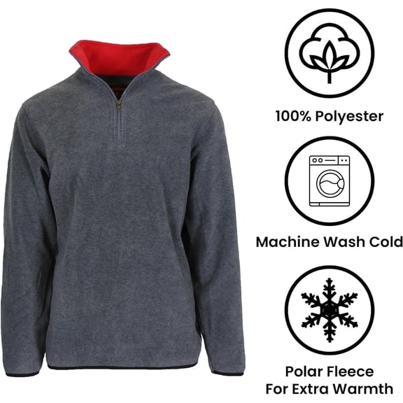 Men’s Polar Fleece Thermal Quarter Zip Pullover in 6 Colors