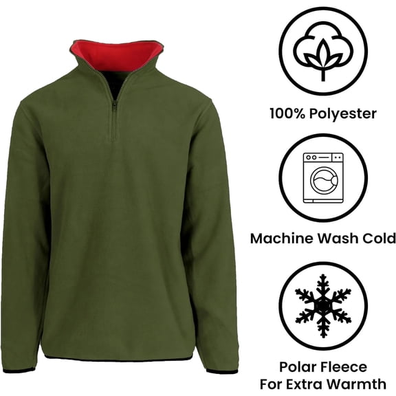 Men’s Polar Fleece Thermal Quarter Zip Pullover in 6 Colors