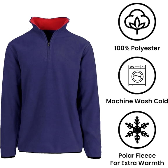 Men’s Polar Fleece Thermal Quarter Zip Pullover in 6 Colors