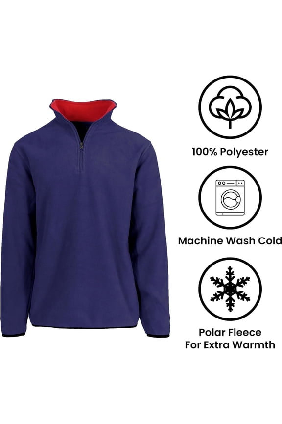 Men’s Polar Fleece Thermal Quarter Zip Pullover in 6 Colors