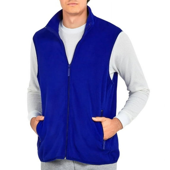 Men’s Polar Fleece Vest with Zipper Pockets Full Zip Up S-3XL Regular Big & Tall Sleeveless Warm Stand Collar Jacket Coat Spring Fall Winter Menswear