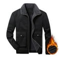 thumbnail image 1 of Men's Polar Fleece Warm Sherpa Lined Shirt Jacket for Men Thick Button Lapel Jacket Work Cargo Outerwear Coats with Pockets Up to 65% off Clear!Clearance!!!, 1 of 5