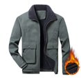 thumbnail image 1 of Men's Polar Fleece Warm Sherpa Lined Shirt Jacket for Men Thick Button Lapel Jacket Work Cargo Outerwear Coats with Pockets Up to 65% off Clear!Clearance!!!, 1 of 8