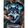 thumbnail image 1 of Men's Polar Wolf King Graphic T-Shirt - Casual Crew Neck Polyester Tee, Machine Washable, Suitable for Summer Outings, 1 of 5