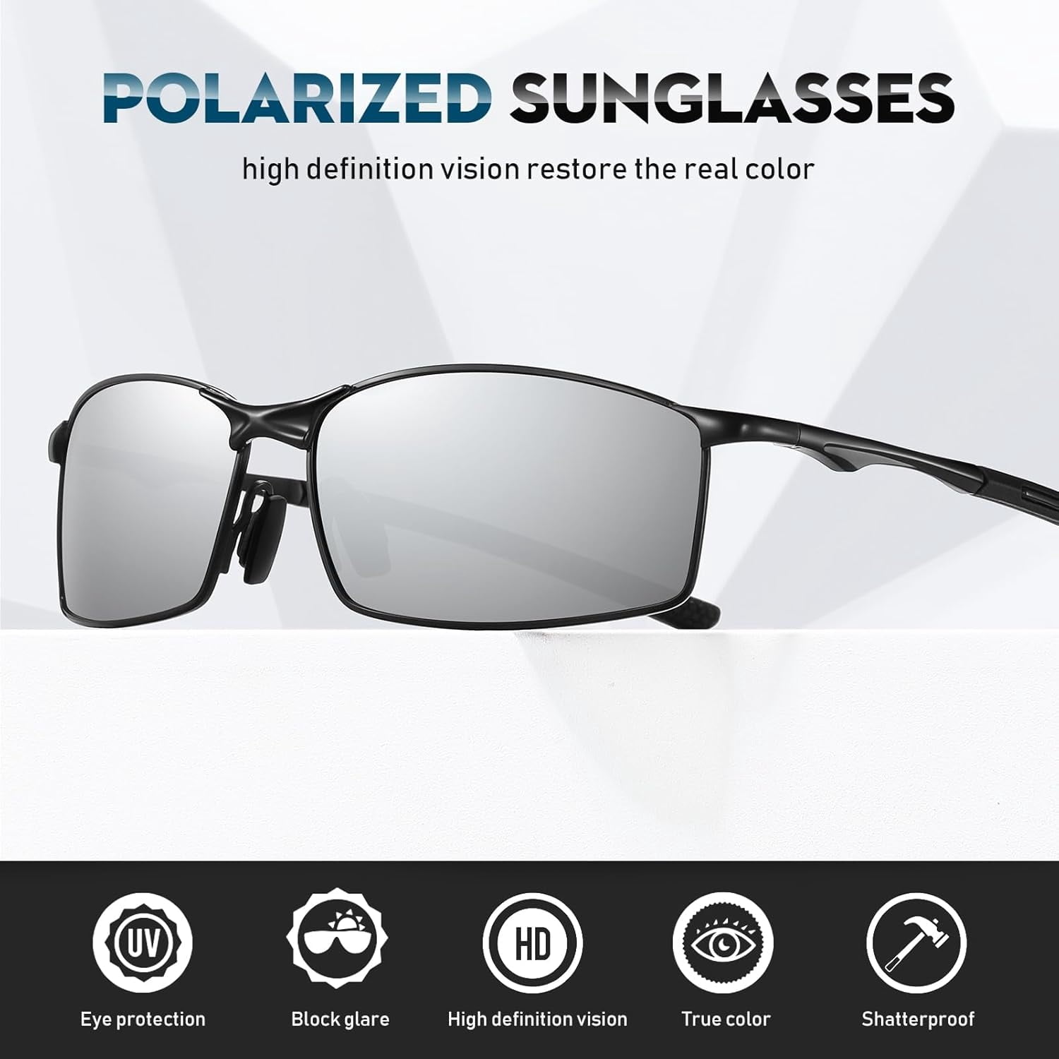 CAT 8018 Men's Polarized Sunglasses - 61mm Rectangular Frame With Blue Mirror TAC Lenses