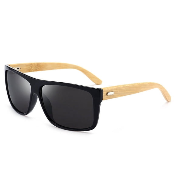 Men's Polarized Sunglasses with UV Protection Bamboo Frame Lightweight Design for Outdoor Activities Shading Anti-UV