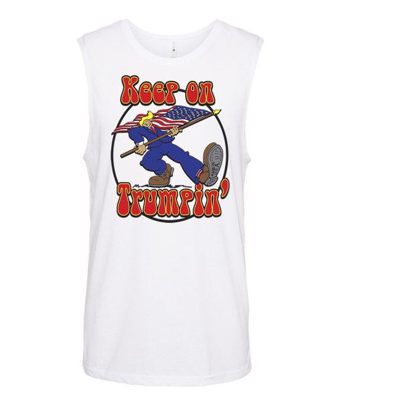 Men's Political Retro Keep On Trumpin Muscle Short Sleeve T-shirt-White-Small