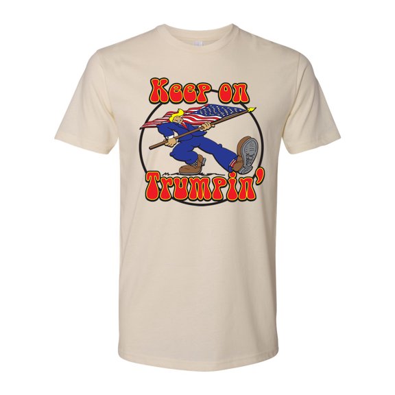 Men's Political Retro Keep On Trumpin Short Sleeve T-shirt-Cream-xl