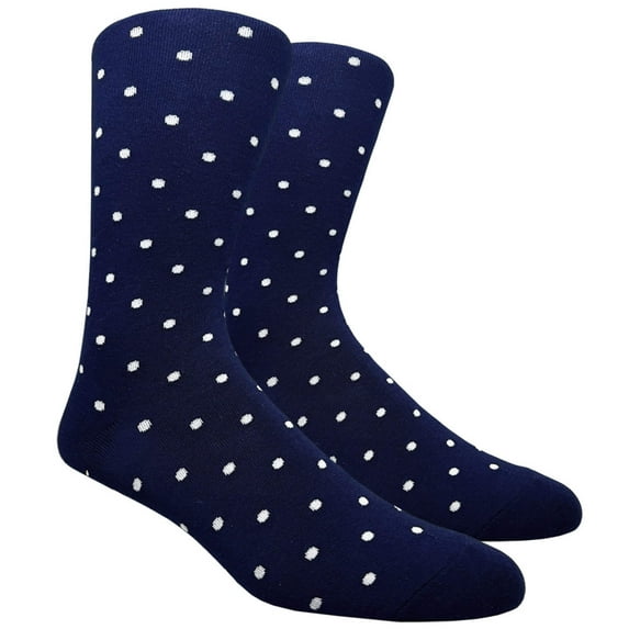 Men's Polka Dots Dress Crew Fashion Casual Socks, Navy Blue/White, 10-13 - 1 Pair