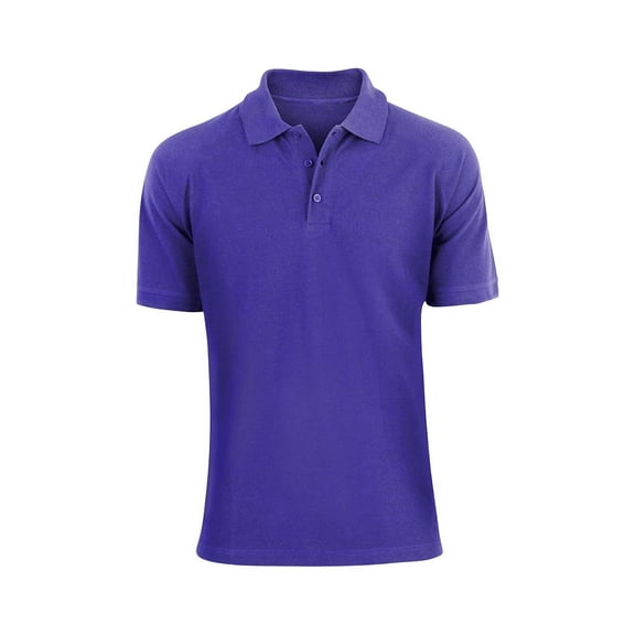 Men's Polo Golf Classic Sports Casual Cotton Short Sleeve Jersey Shirt Royal Blue - Small