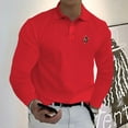 thumbnail image 1 of Men's  Polo Player Pattern Design  Long Sleeve Casual Solid Golf Polo Shirt 11 Colors, 1 of 12