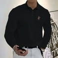 thumbnail image 1 of Men's  Polo Player Pattern Design  Long Sleeve Casual Solid Golf Polo Shirt 11 Colors, 1 of 12