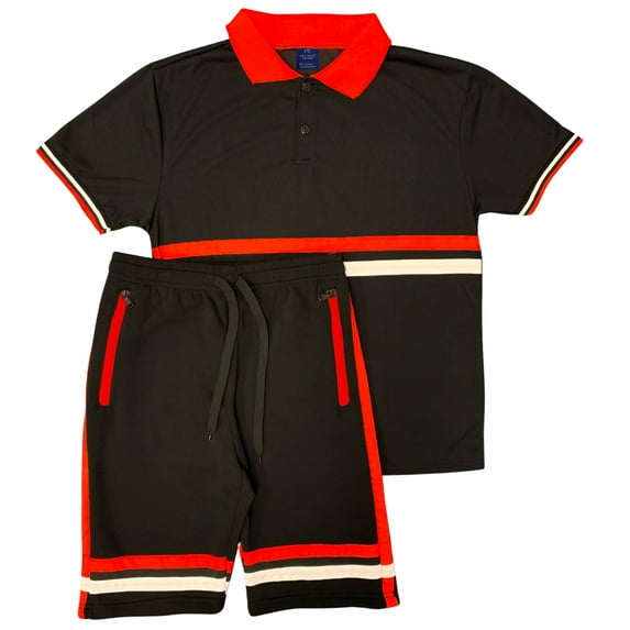 Men’s Polo Shirt 2-Piece Short Set & Soft Fleece Summer Shorts Matching Outfit