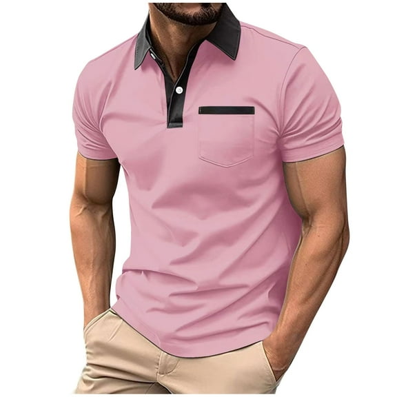 Men's Polo Shirt 2025 Short Sleeve Casual Polo T-Shirt Fashion Slim Fit Golf Shirt with Pockets