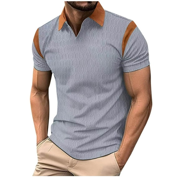 Men's Polo Shirt 2025 Short Sleeve Casual Polo T-Shirt Solid Color Slim Fit Golf Shirt with Pockets