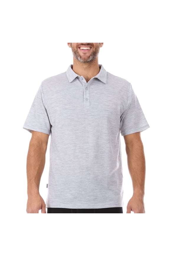 Men's Polo Shirt - 84% Merino Wool - Golf Shirt - Work Shirt - Ash Gray - Large