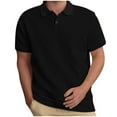 thumbnail image 1 of Men's Polo Shirt Classic Button Basic Textured T-Shirt Casual Short Sleeve Summer Golf T-Shirt, 1 of 3