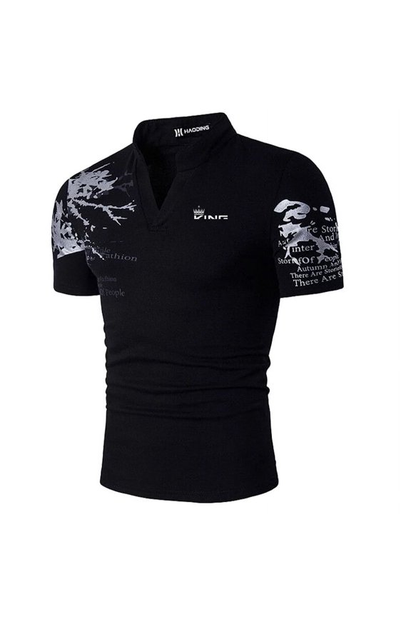 Men's Polo Shirt Golf Shirt Graphic Prints V Neck Outdoor Street Short Sleeves Print Clothing Sports Fashion Streetwear Designer