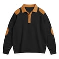 thumbnail image 1 of Men's Polo Shirt Long Sleeve Waffle Polo Tees Loose Fit Black Men's T-Shirts, 1 of 3
