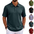 thumbnail image 1 of Men's Polo Shirt Short Sleeve 3 Button Cotton Casual T-Shirts Sweat Absorbent Performance Work Golf Tee, 1 of 5
