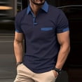 thumbnail image 1 of Men's Polo Shirt Short Sleeve Button Lapel Tees Business Golf Shirts with Chest Pokcet (Navy XXXL), 1 of 4