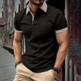 thumbnail image 1 of Men's Polo Shirt Short Sleeve Button Up Loose Fit Summer Black Golf Tops, 1 of 7