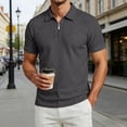 thumbnail image 1 of Men's Polo Shirt Short Sleeve Quarter Zipper Polo Tees Loose Fit Grey Summer Shirts for Men, 1 of 8